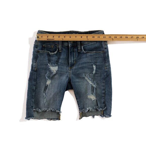 Universal Thread Womens Sz 00/24R Blue High Rise Bermuda Distressed Denim Shorts - Picture 3 of 8